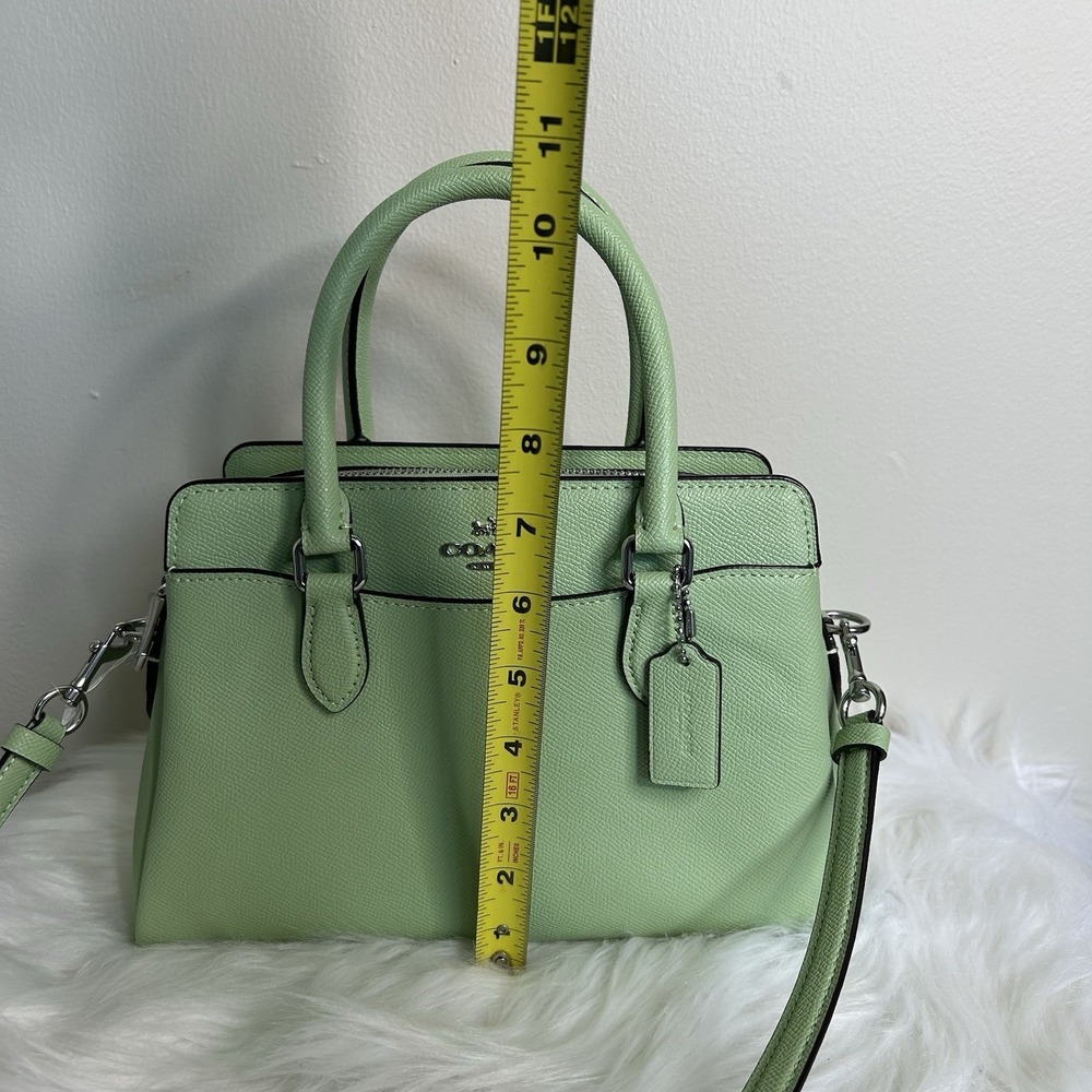 Coach Mini Darcie Carryall Pistachio Green Crossgrain Leather Satchel Excellent - Picture 12 of 14